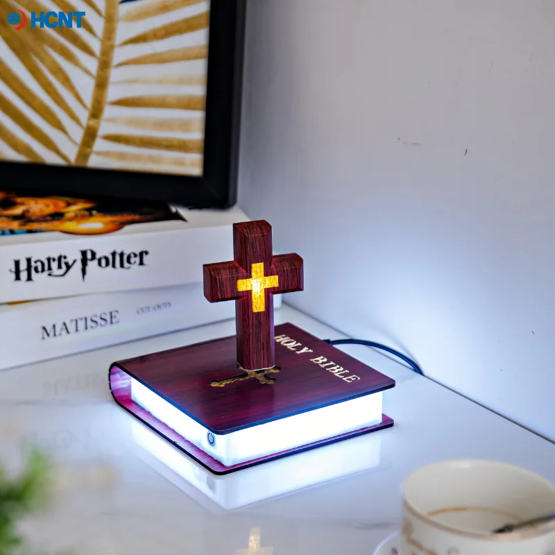 Levitating Cross Lamp Bible Floating