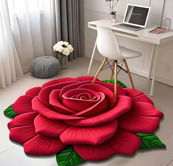 3d rose shape floor mat